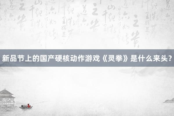 新品节上的国产硬核动作游戏《灵拳》是什么来头？