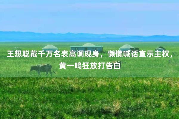 王想聪戴千万名表高调现身，懒懒喊话宣示主权，黄一鸣狂放打告白