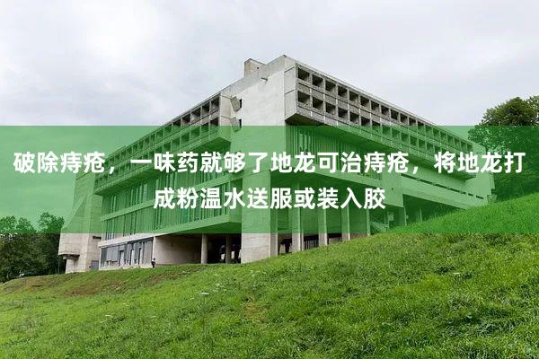 破除痔疮，一味药就够了地龙可治痔疮，将地龙打成粉温水送服或装入胶